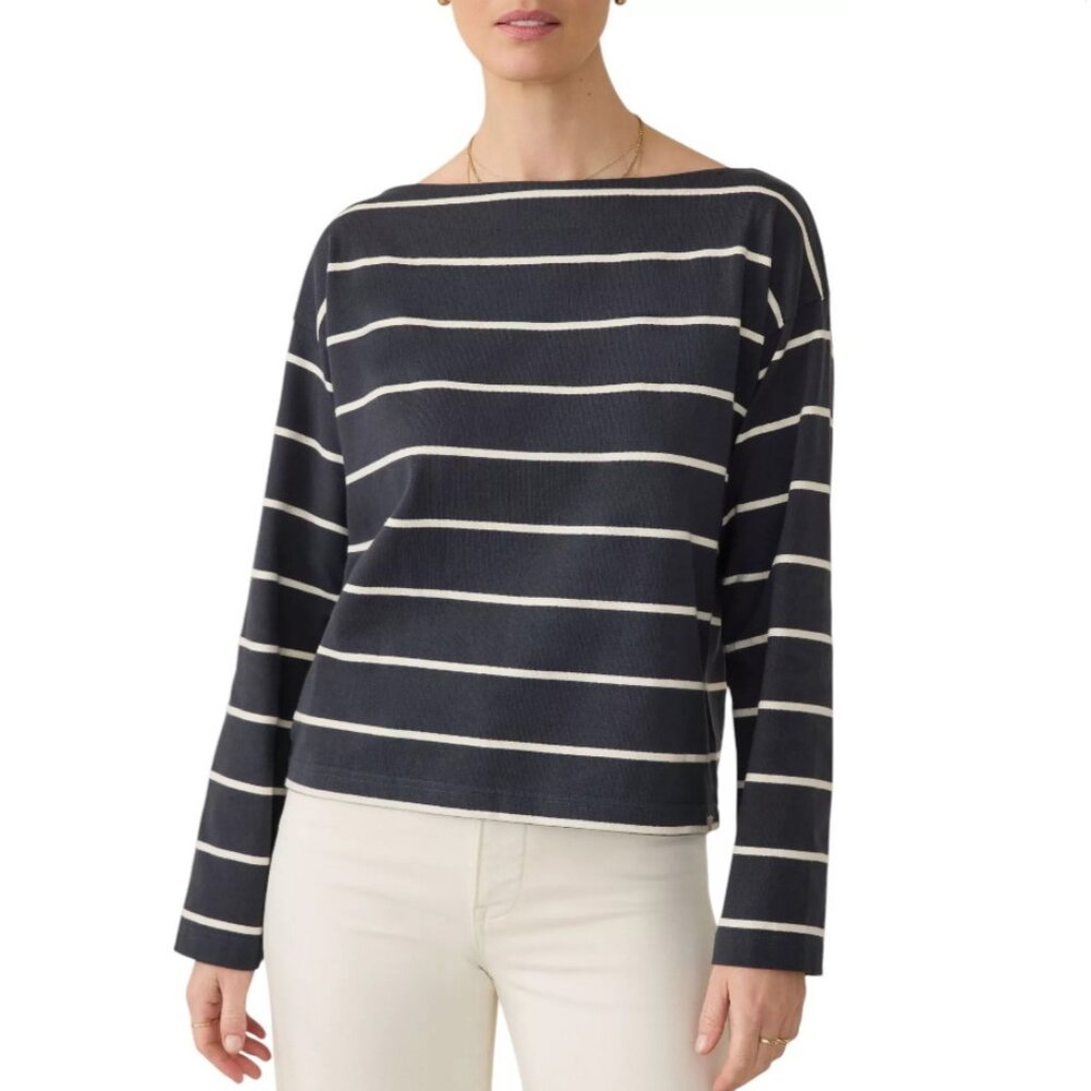 Faherty Women's Sport Jersey Boatneck Too in Osprey Stripe size XL NWT